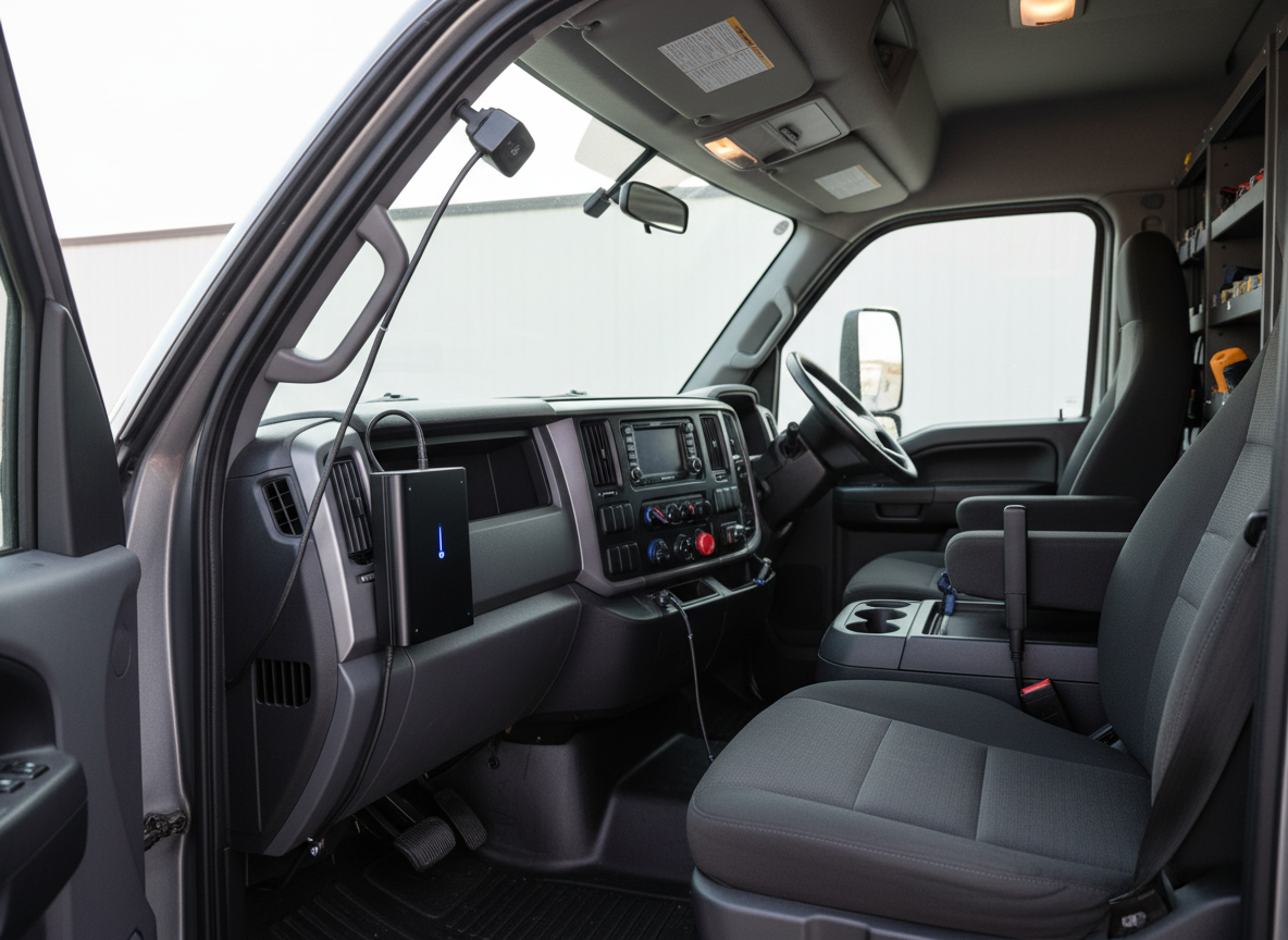 Phone Boosters installed in a work truck
