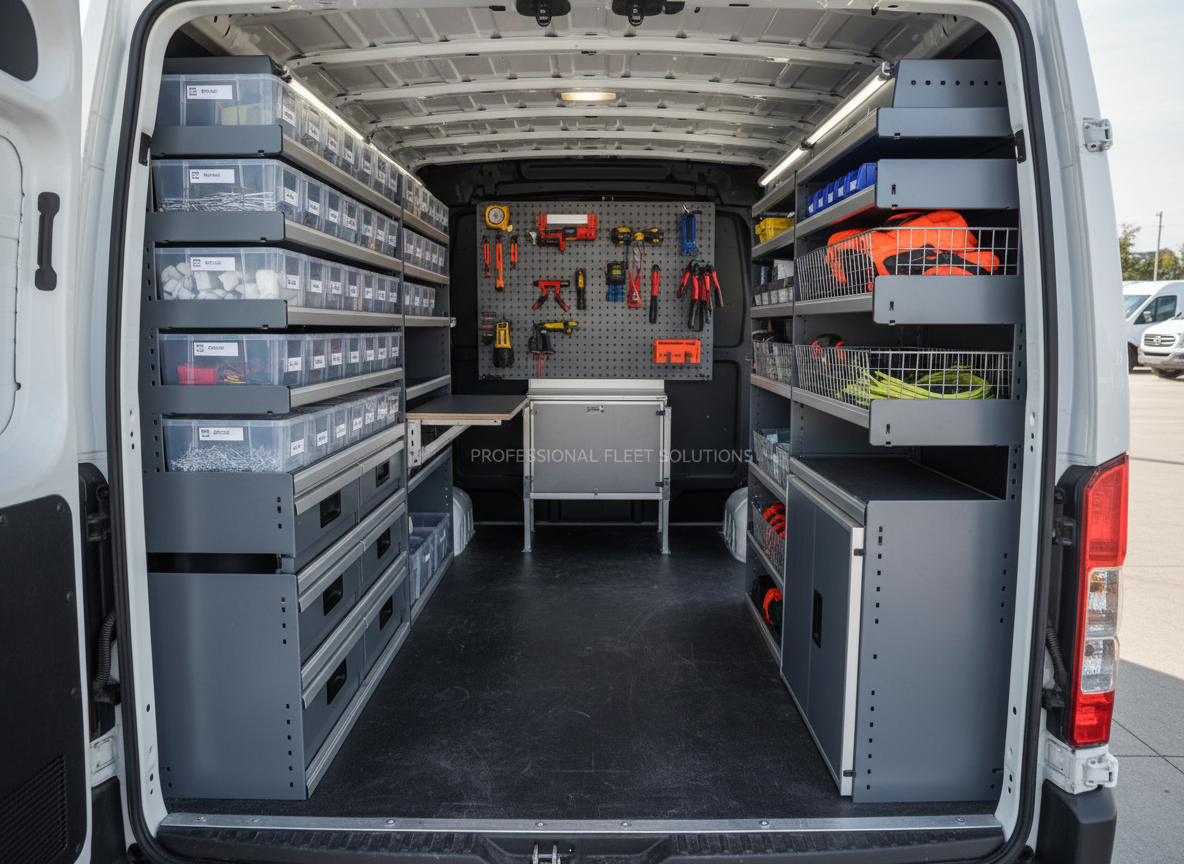 Van fleet shelving and storage solutions
